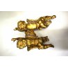 ANTICA COPPIA PUTTI ALATI LEGNO SCOLPITO DORATO ANGELI AMORINI CHERUBINI '900