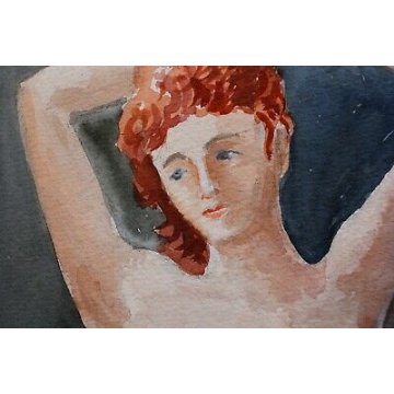 GRANDE QUADRO ACQUERELLO Antonello Zecca RARO NUDO di DONNA RITRATTO FIGURA 