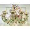 ENORME LAMPADARIO CA' REZZONICO VETRO MURANO 1800 FOGLIE 12 LUCI VENEZIA FERRO 