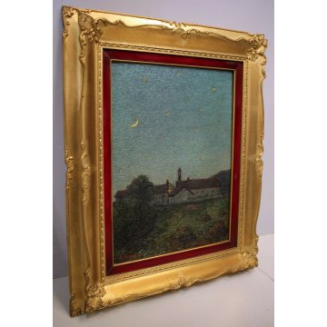 ANTICO QUADRO DIPINTO OLIO S. Ferraris Notturno PRESTINONE V. VIGEZZO OSSOLA 900