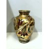 ANTICO VASO CERAMICA Zulimo Aretini DECORO SMALTO POLICROMO ORO FIGURE FIORI '50