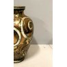 ANTICO VASO CERAMICA Zulimo Aretini DECORO SMALTO POLICROMO ORO FIGURE FIORI '50
