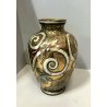 ANTICO VASO CERAMICA Zulimo Aretini DECORO SMALTO POLICROMO ORO FIGURE FIORI '50