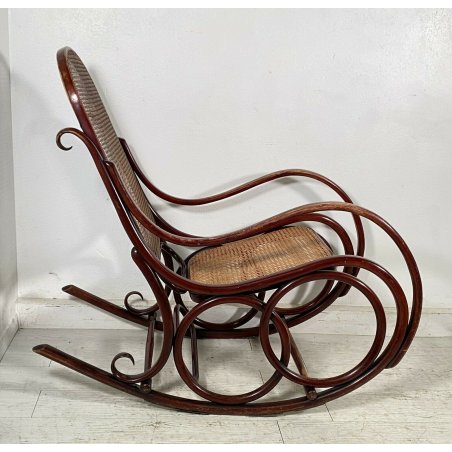 RARA SEDIA THONET POLTRONA DONDOLO LEGNO PAGLIA DI VIENNA PRIMI 1900 EPOCA CHAIR
