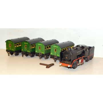 Marklin 0 TRENINO VINTAGE train LOCOMOTIVA 880 TENDER 4 VAGONI CARICA  MOLLA 900