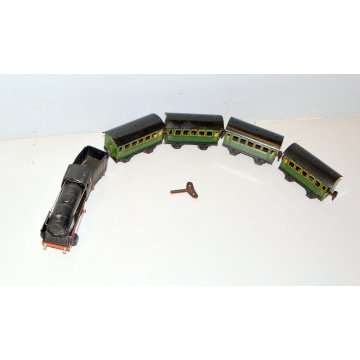 Marklin 0 TRENINO VINTAGE train LOCOMOTIVA 880 TENDER 4 VAGONI CARICA  MOLLA 900