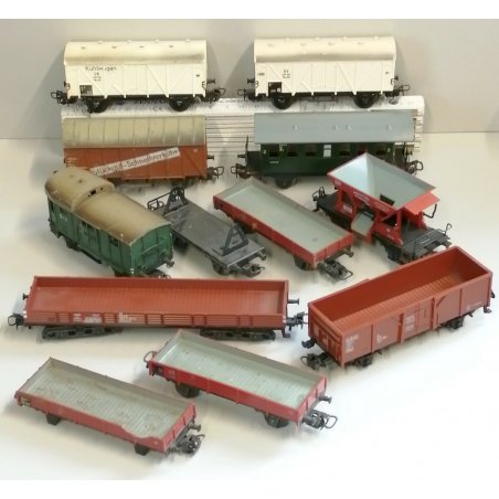 Marklin LOTTO 12 pz VAGONE MERCI scala H0 x locomotiva TRENINO VINTAGE carrozza