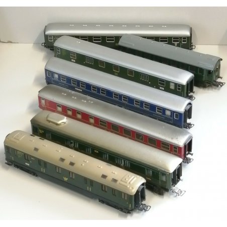 Marklin LOTTO 7pz CARROZZA PASSEGGERI scala H0 x locomotiva TRENO vagone POSTALE