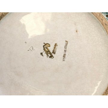 ANTICO VASO CERAMICA Zulimo Aretini DECORO SMALTO VERDE ORO VEGETALI ANIMALI '50