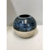 VASO VINTAGE SFERA GRES CERAMICA INTERNO SMALTATO BLU DESIGN MODERNO FIRMATO 900