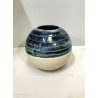 VASO VINTAGE SFERA GRES CERAMICA INTERNO SMALTATO BLU DESIGN MODERNO FIRMATO 900