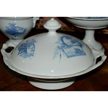 ANTICO SERVIZIO PIATTI Tocco Novara 35 pezzi DIPINTO Orientale CERAMICA OLD DISH