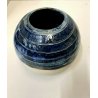VASO VINTAGE SFERA GRES CERAMICA INTERNO SMALTATO BLU DESIGN MODERNO FIRMATO 900