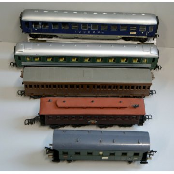 LOTTO 5 pz CARROZZA PASSEGGERI H0 locomotiva TRENO vagone FLEISCHMANN RIVAROSSI