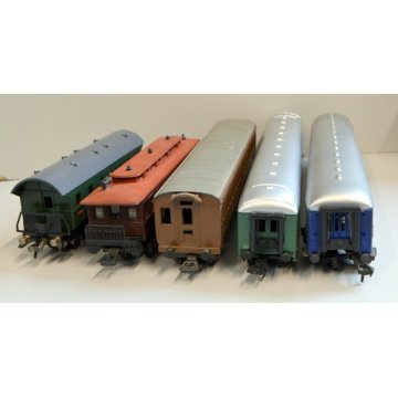 LOTTO 5 pz CARROZZA PASSEGGERI H0 locomotiva TRENO vagone FLEISCHMANN RIVAROSSI