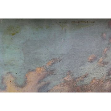 ANTICO GRANDE QUADRO DIPINTO OLIO TELA Elena Gerlach PAESAGGIO NORDICO fine '800