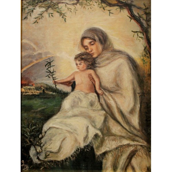 Quadro Madonna Maria con bambino legno traforo -  Italia