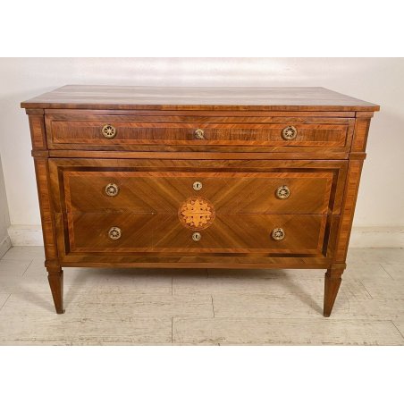 ANTICO COMO CASSETTONE DIRETTORIO INTARSIATO 1800 LEGNO NOCE ABETE 3 CASSETTI 