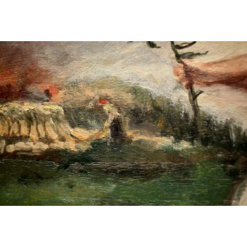 ANTICO QUADRO DIPINTO OLIO TAVOLA 1900 RELIGIOSO MADONNA GESU' BAMBINO ULIVO  