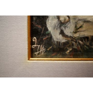 ANTICO QUADRO DIPINTO OLIO TAVOLA 1900 RELIGIOSO MADONNA GESU' BAMBINO ULIVO  