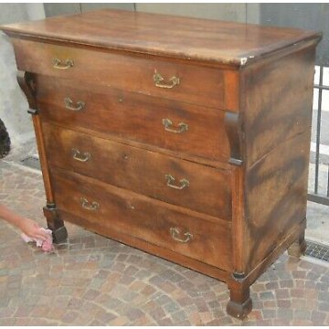 ANTICO COMO IMPERO 4 CASSETTI epoca 800 legno NOCE CASSETTONE mobile CASSETTIERA