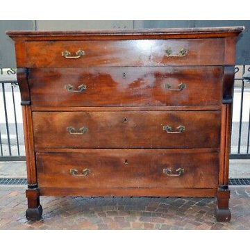 ANTICO COMO IMPERO 4 CASSETTI epoca 800 legno NOCE CASSETTONE mobile CASSETTIERA