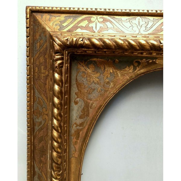 Cornice dorata in legno scolpito stile antico quadro specchio XX