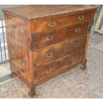 ANTICO COMO IMPERO 4 CASSETTI epoca 800 legno NOCE CASSETTONE mobile CASSETTIERA
