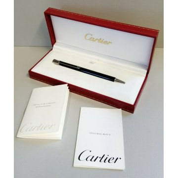 PENNA SFERA Must De Cartier STYLO BILLE MUST II vintage LACCA NERA Ballpoint Pen