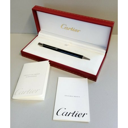 PENNA SFERA Must De Cartier STYLO BILLE MUST II vintage LACCA NERA Ballpoint Pen