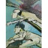 QUADRO DIPINTO OLIO TELA Remo Brindisi ASTRATTO MATERICO PROFILO FIGURE 30X40