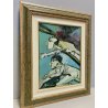 QUADRO DIPINTO OLIO TELA Remo Brindisi ASTRATTO MATERICO PROFILO FIGURE 30X40
