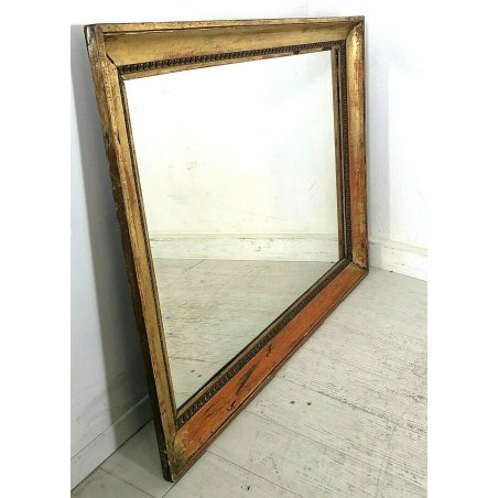 ANTICA SPECCHIERA DA PARETE DA APPOGGIO IMPERO CORNICE LEGNO MASSELLO ORO '800