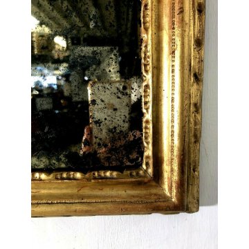 ANTICA SPECCHIERA SPECCHIO LIBERTY CORNICE LEGNO SCOLPITO ORO  DECORO FOGLIACEO