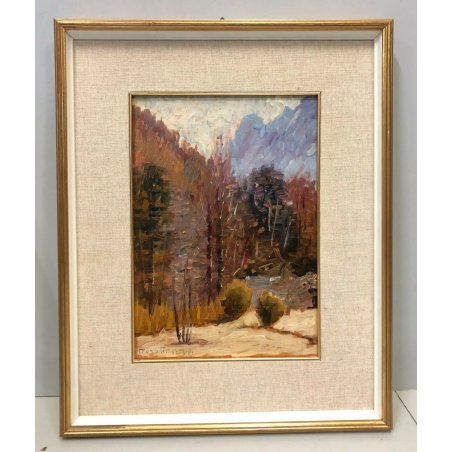 QUADRO DIPINTO OLIO Severino Borotti Autunno in Valle Vigezzo PAESAGGIO MONTANO