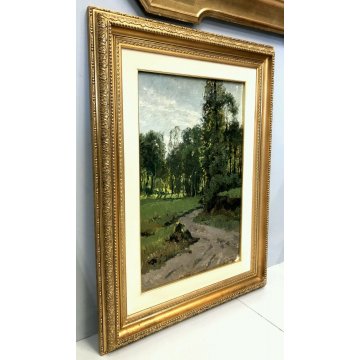 ANTICO DIPINTO OLIO TAVOLA Gigi Comolli  "Campagna di Barquedo" PAESAGGIO 