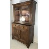 CREDENZA CON VETRINA 1800 EPOCA DOPPIO CORPO NOCE 2 CASSETTI CUPBOARD OLD 