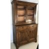 CREDENZA CON VETRINA 1800 EPOCA DOPPIO CORPO NOCE 2 CASSETTI CUPBOARD OLD 