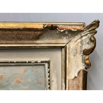 ANTICO QUADRO OLIO NATURA MORTA VASO BIANSATO FRUTTA  ZUCCA CIPOLLE PEPERONE 900