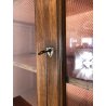 CREDENZA CON VETRINA 1800 EPOCA DOPPIO CORPO NOCE 2 CASSETTI CUPBOARD OLD 