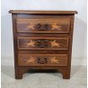 ANTICO COMODINO LEGNO NOCE INTARSIATO PRIMI 1900 3 CASSETTI CANTERANO CAVALLI 
