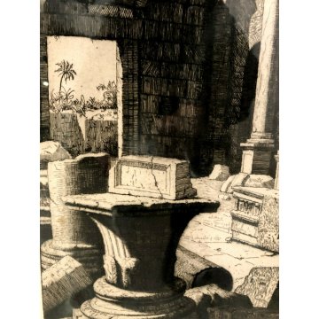 ANTICA STAMPA LITOGRAFIA Laurentis LEPTIS MAGNA FORO BASILICA SEVERIANA A.XIII