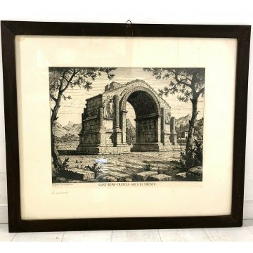 ANTICA STAMPA LITOGRAFIA Laurenzi Saint Remy Francia arco di trionfo 1938 Roma 