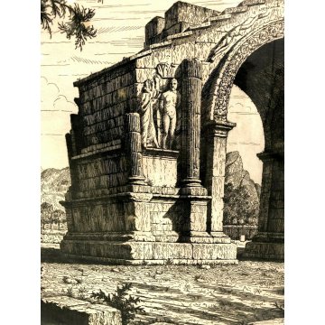 ANTICA STAMPA LITOGRAFIA Laurenzi Saint Remy Francia arco di trionfo 1938 Roma 