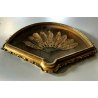 RARO ANTICO VENTAGLIO TECA STRUTTURA LEGNO RICAMO FOGLIE MAGNIOLIA OLD HAND FAN