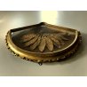 RARO ANTICO VENTAGLIO TECA STRUTTURA LEGNO RICAMO FOGLIE MAGNIOLIA OLD HAND FAN