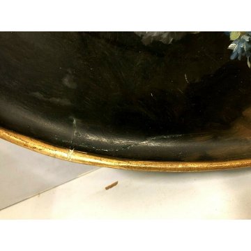 ANTICO VASSOIO OVALE DIPINTO OLIO G. Tempestini BOUQUET FIORI FIRENZE EPOCA '900