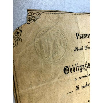 1867 - CARTELLA OBBLIGAZIONE LIRE 100 PRESTITO NAZIONALE DEL REGNO D'ITALIA 1870