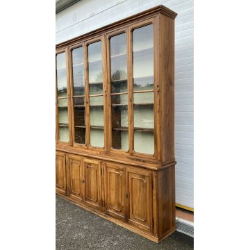 ANTICA ENORME VETRINA 800 LIBRERIA 12 ANTE CREDENZA LEGNO NOCE DISPENSA FARMACIA