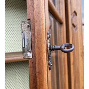 ANTICA ENORME VETRINA 800 LIBRERIA 12 ANTE CREDENZA LEGNO NOCE DISPENSA FARMACIA